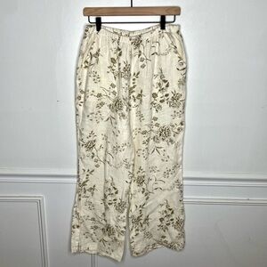 Match Point USA 100% Linen Straight Wide Leg Elastic Waistband Pant Womens M